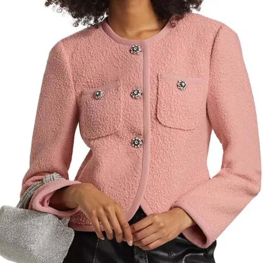 Cinq à Sept  Junia Teddy-Bouclé Crewneck Jacket in Quartz